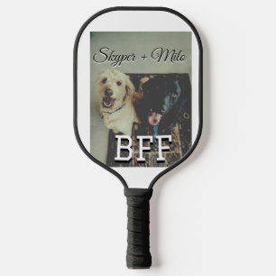 Pet friends besties add name pet photo animal love pickleball paddle