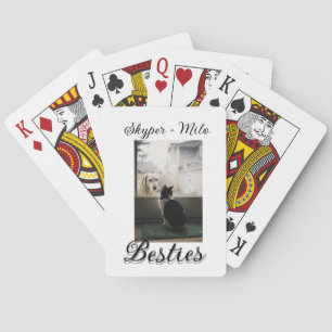 Pet friends besties add name pet photo animal love playing cards