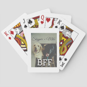 Pet friends besties add name pet photo animal love playing cards