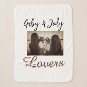 Pet friends besties add name pet photo animal love sherpa blanket