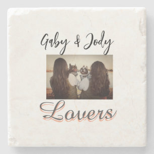 Pet friends besties add name pet photo animal love stone coaster