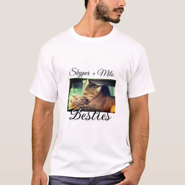 Pet friends besties add name pet photo animal love T-Shirt (Front)