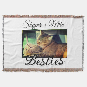 Pet friends besties add name pet photo animal love throw blanket