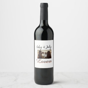 Pet friends besties add name pet photo animal love wine label