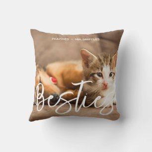 Pet Friends Dog Dad Cat Mom Gift BFF Besties Photo Cushion