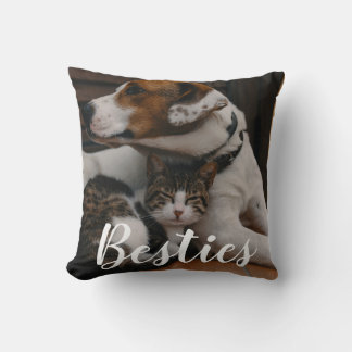 Pet Friends Dog Dad Cat Mum Gift BFF Besties Photo Cushion
