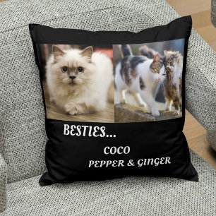 Pet Friends Photo Collage & Names Cat Mum Besties Cushion