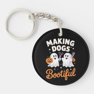 Pet Groomer Funny Halloween Making Dogs Bootiful Key Ring