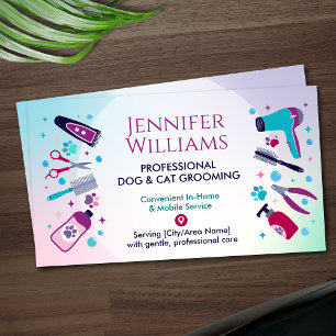 Pet Groomer In-Home & Mobile Dog & Cat Grooming Business Card