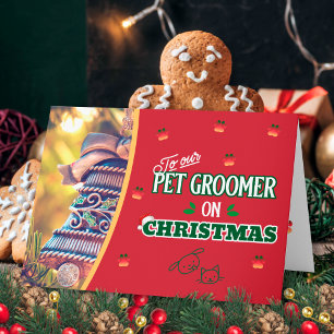 Pet Groomer on Christmas Paws Cat and Dog Holiday  Card