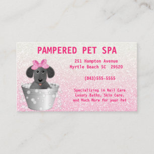 Pet Groomer Pink Glitter Business Card