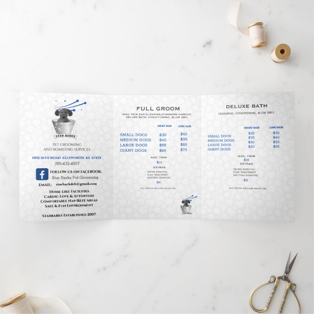 Pet Groomer Promotional  Tri-Fold Card (Inside)