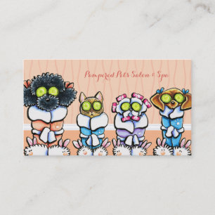 Pet Groomer Spa Dogs Cat Robes Peach Business Card