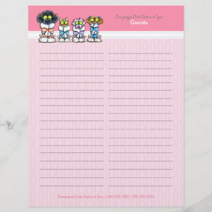 Pet Groomer Spa Robes Pink Sign-In Guest Sheet