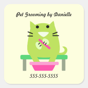 Pet Groomer's Promotional Square Sticker