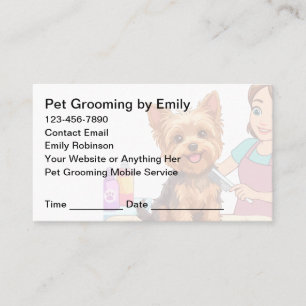 Pet Grooming Appointment Cards Design Template
