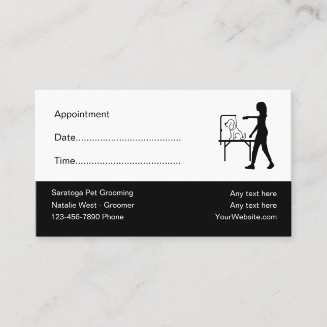 Pet Grooming Appointment Reminder Business Cards (Front)
