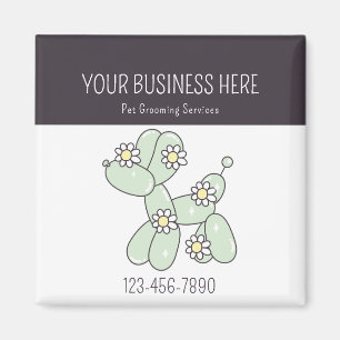 Pet grooming balloon dog business card magnet