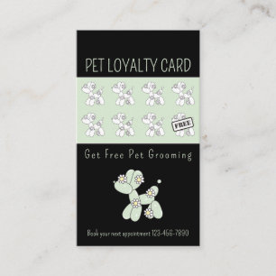 Pet grooming balloon dog green loyalty business card