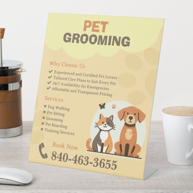 Pet Grooming Custom Pedestal Sign (In SItu)