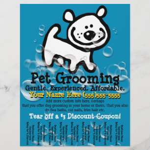 Pet Grooming. Customisable Promotional Tear sheet