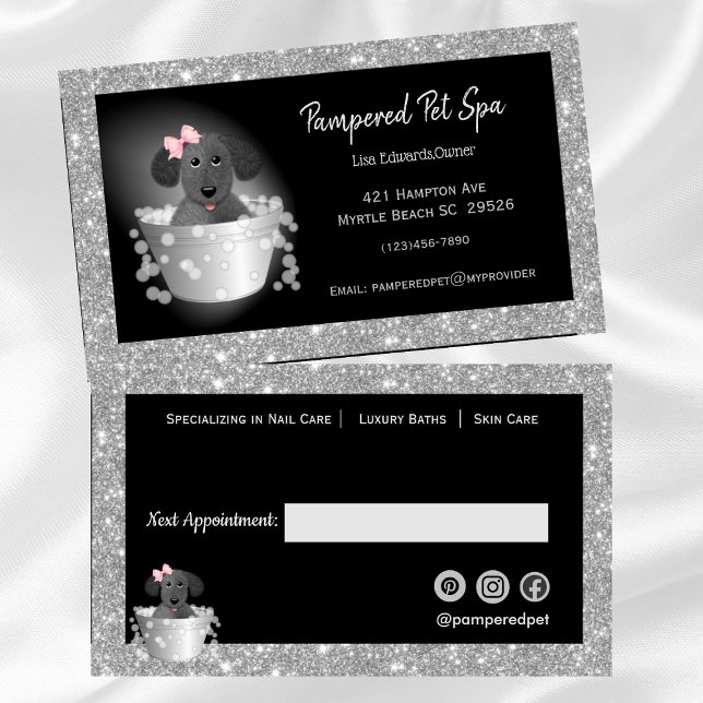 Pet Grooming Dog Glitter Business  Appointment Card (Creator Uploaded)