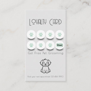 Pet grooming dog paw loyalty business card