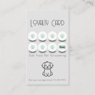 Pet grooming dog paw loyalty business card
