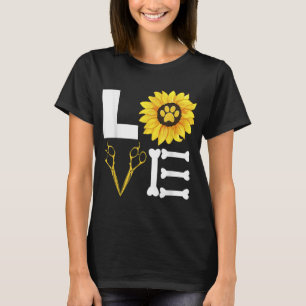 Pet Grooming Dog Sunflower Gift Design Idea Dog Lo T-Shirt