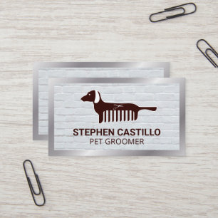 Pet Grooming Logo Dog Comb Business Card