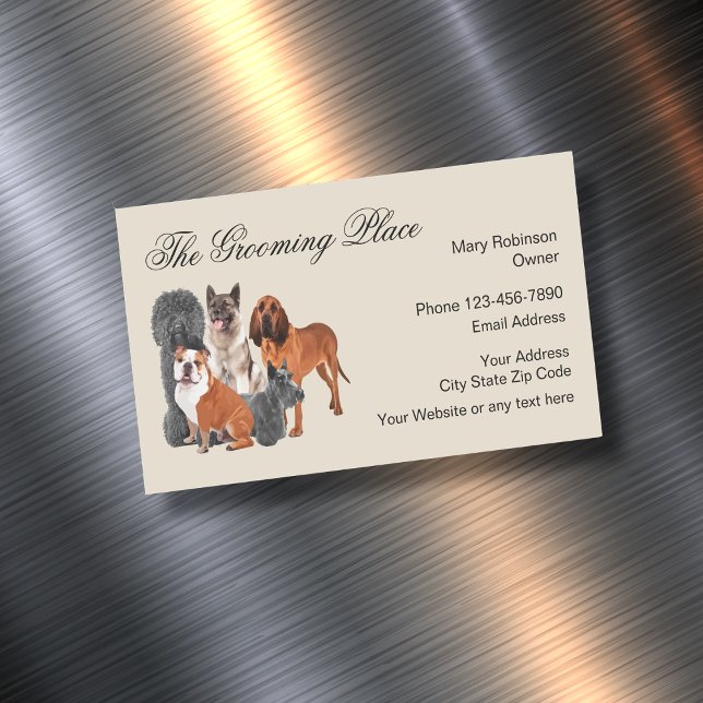 Pet Grooming Modern Business Cards Magnets (Creator Uploaded)
