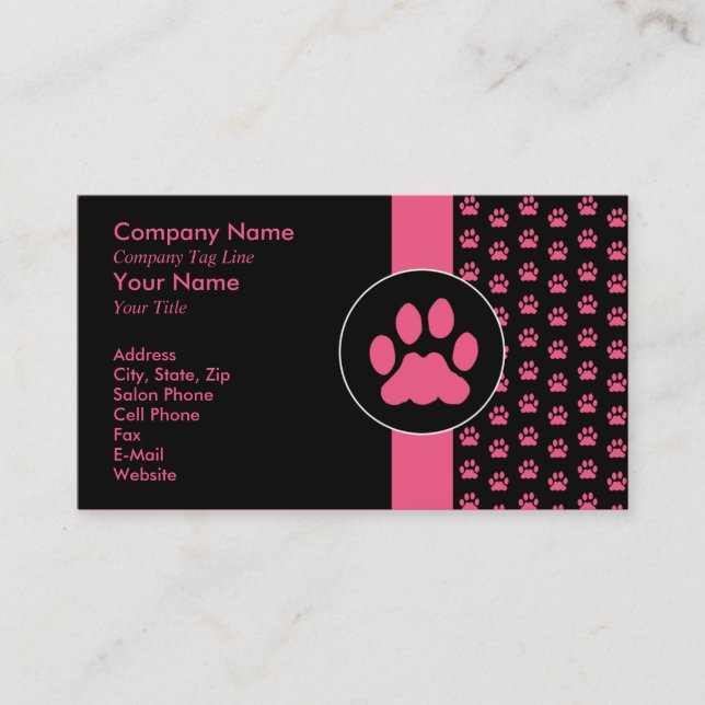 Pet Grooming PawPrint Appointment Card (Front)
