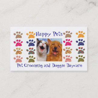 Pet Grooming Pets Sitting Paw Prints Business Card