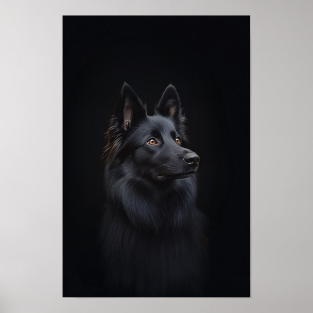 Pet Grooming Salon Belgian Sheep Dog Portrait Poster (Front)