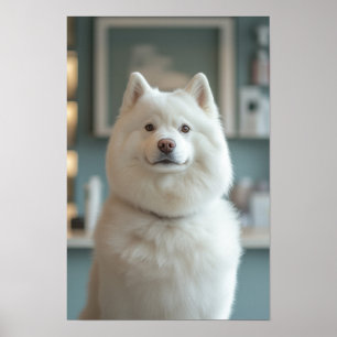 Pet Grooming Salon Boutique White Husky Portrait Poster