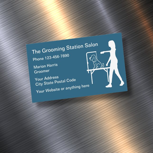 Pet Grooming Salon Simple Design Magnetic Business Card (Creator Uploaded)