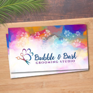 Pet Grooming Services - Watercolor art Business Card