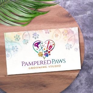 Pet Grooming Services - Watercolor art Business Card