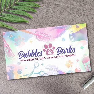 Pet Grooming Services - Watercolor art Business Card
