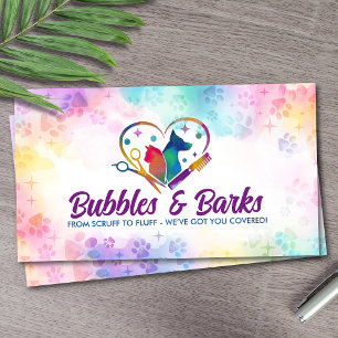 Pet Grooming Services - Watercolor art Business Card
