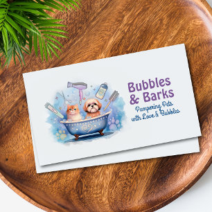 Pet Grooming Services - Watercolor art Business Card