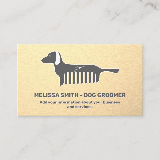 Pet Grooming | Sleek Metallic Appointment Card (Front)