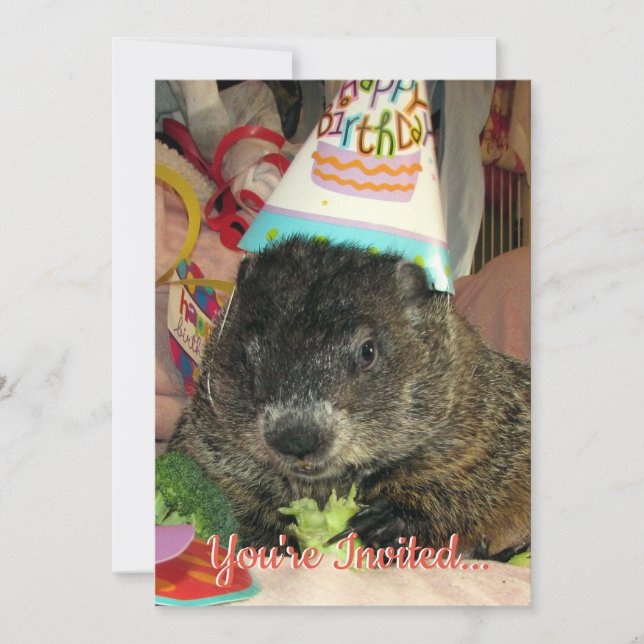 Pet Groundhog Moses Birthday Invitation (Front)