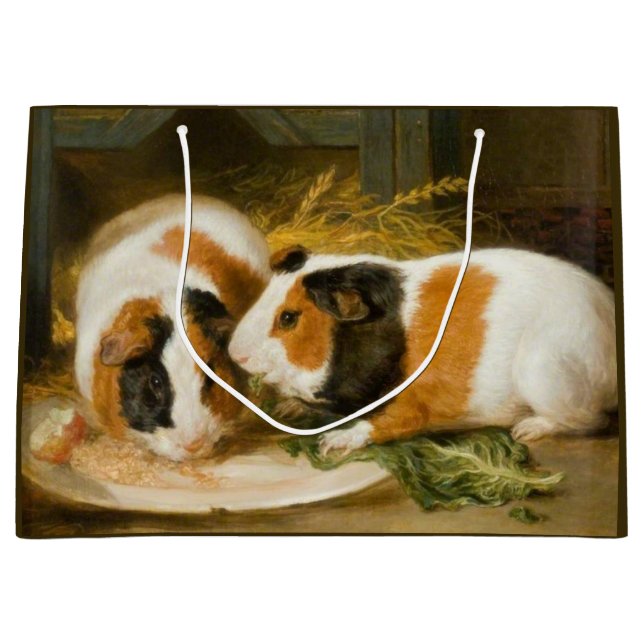 Pet Guinea Pigs Feeding (by James Ward) Large Gift Bag (Front)