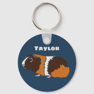 Pet Guinea Pigs Illustration Personalized Key Ring