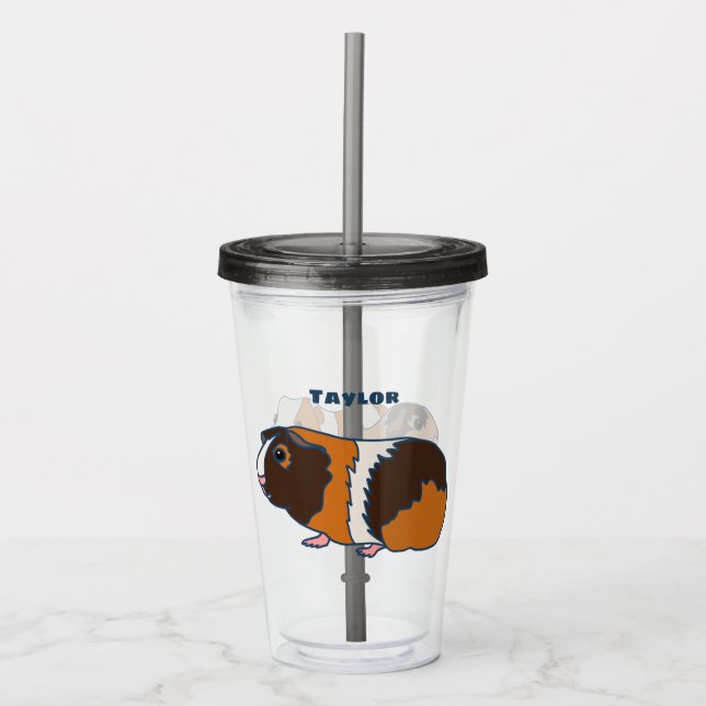 Pet Guinea Pigs Illustrations Personalised Acrylic Tumbler (Front)