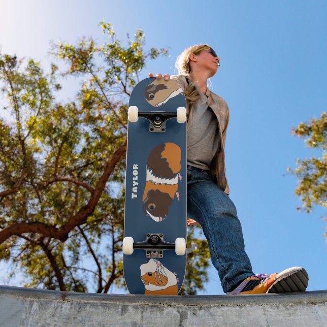 Pet Guinea Pigs Illustrations Personalised Skateboard (Outdoor 1)