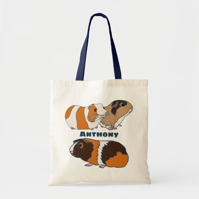Pet Guinea Pigs Illustrations Personalised Tote Bag (Front)