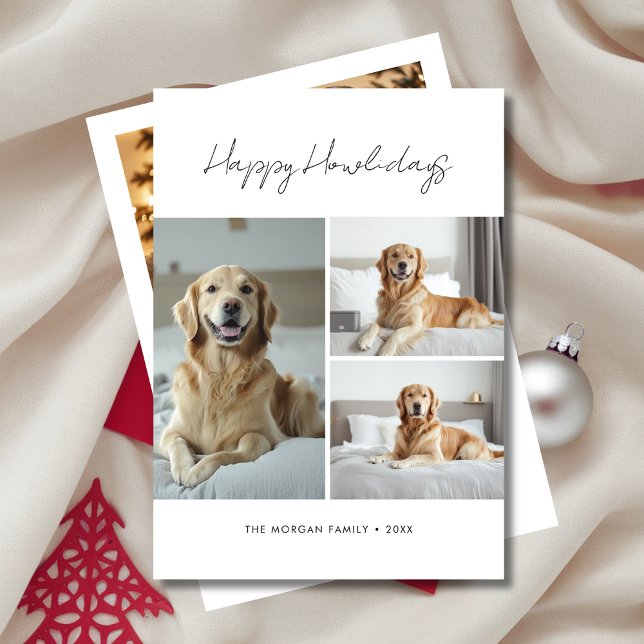 Pet Happy Howlidays Dog Christmas Greetings Photo Holiday Card (Creator Uploaded)