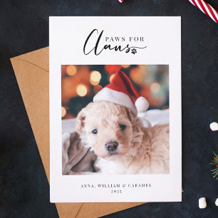 Pet Holiday Photo Card "Paws for Claus" Flat Card